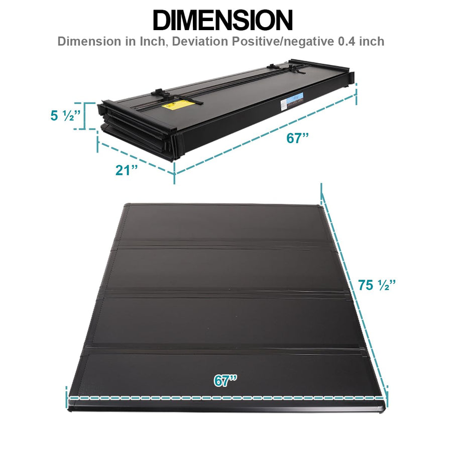 Hard Quad Fold Tonneau Cover Spec-D Tuning Compatible with 2000-2006 Toyota Tundra 6'6" Short Bed