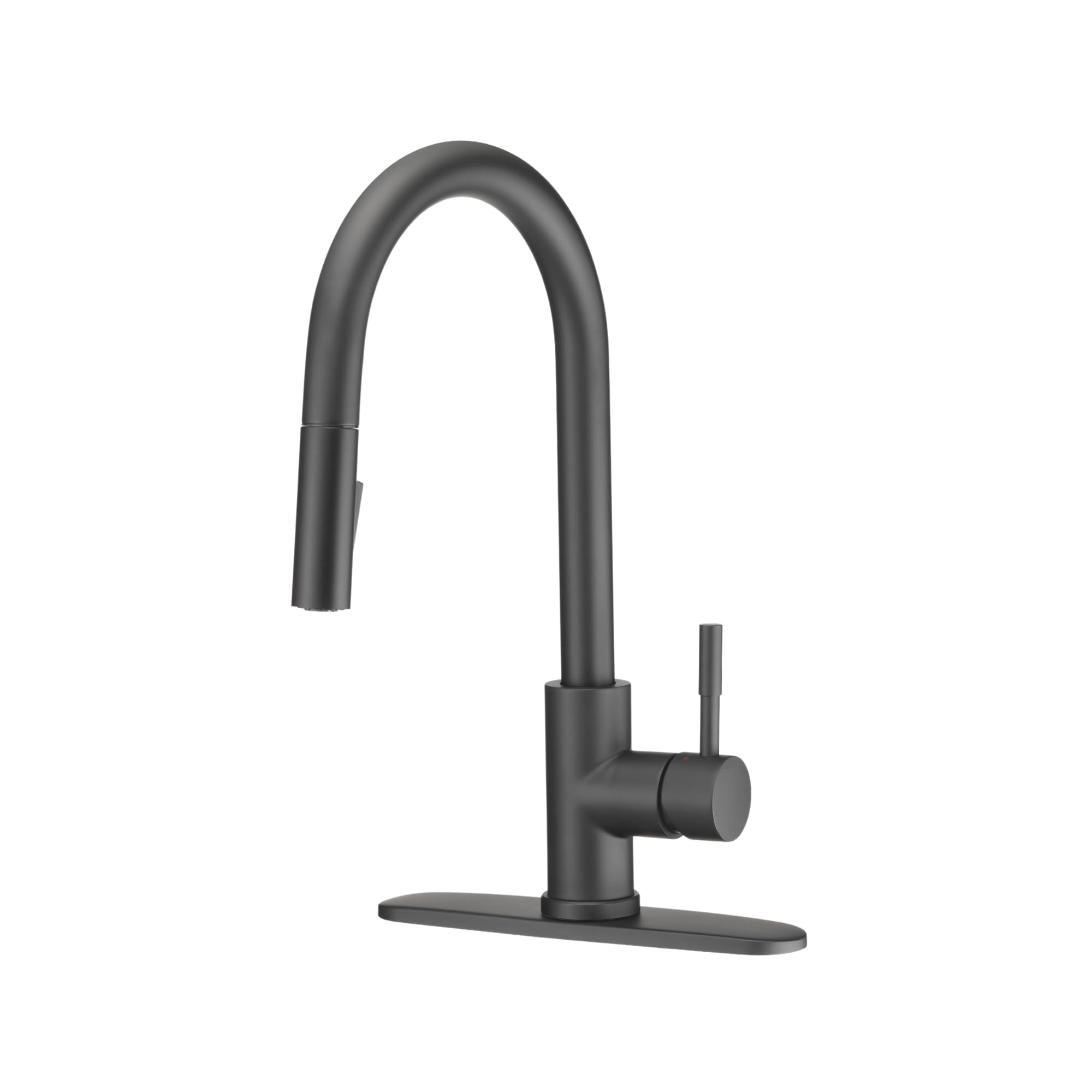 Dura Faucet Streamline RV Single Handle Pull-Down Kitchen Sink Faucet - Optional Deck Plate (Matte Black)