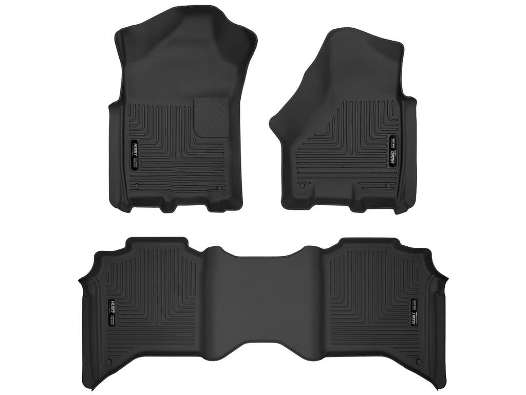 Husky Liners Floor Mats X-act Contour | Fits 2019-2024 Dodge Ram 2500/3500 Crew CAB ONLY | Front & 2nd Row, 3-pc Black - 53638