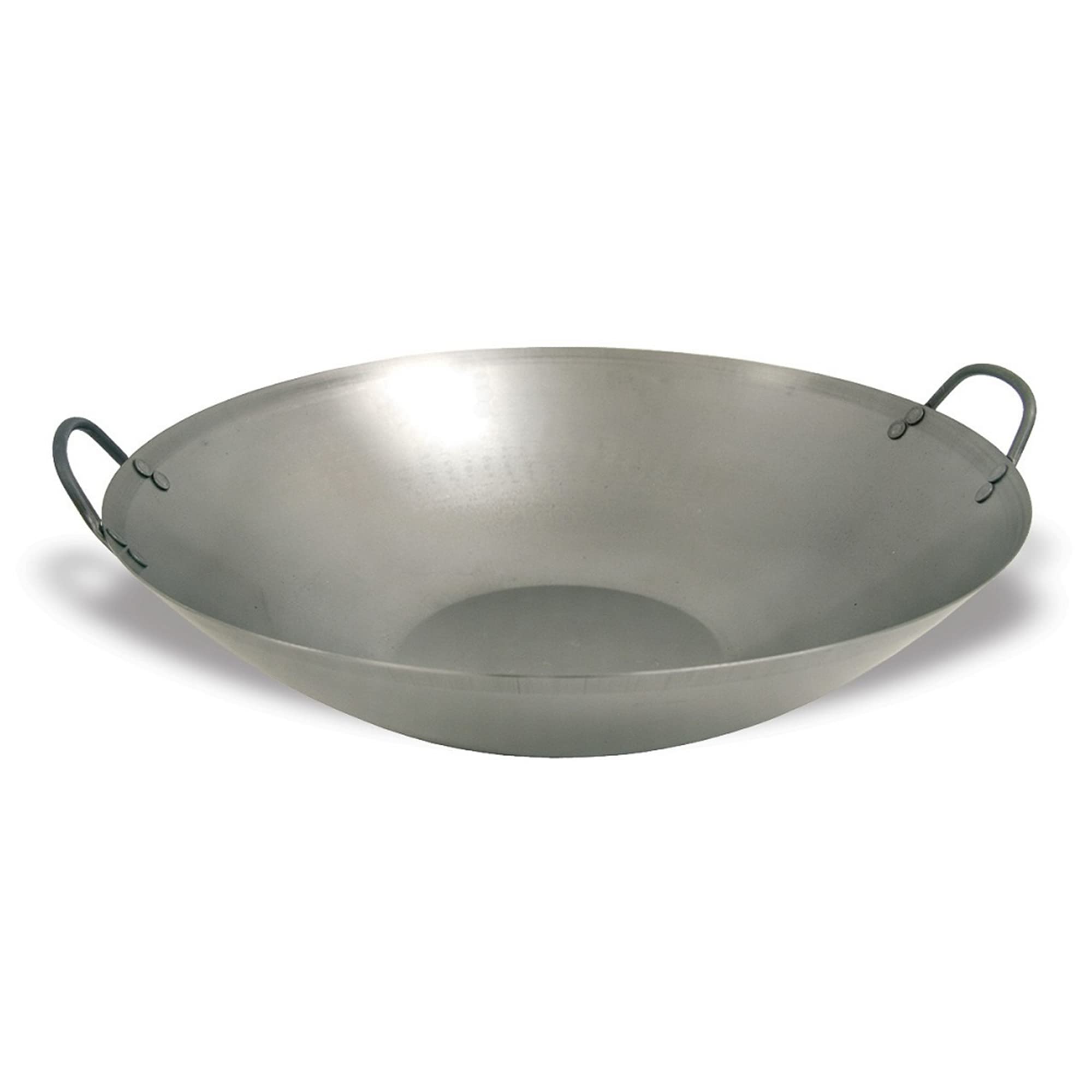 Bayou Classic Steel Flat Bottom Wok 8540 Features Heavy Duty Riveted Handles Sloping Sides Perfect For Stir Frying