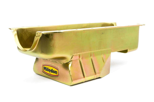 Milodon Engine Oil Pan, 7 qt Street/Strip Center Sump, 7.75 in Deep, Steel, Cadmium, Small Block Mopar, Each