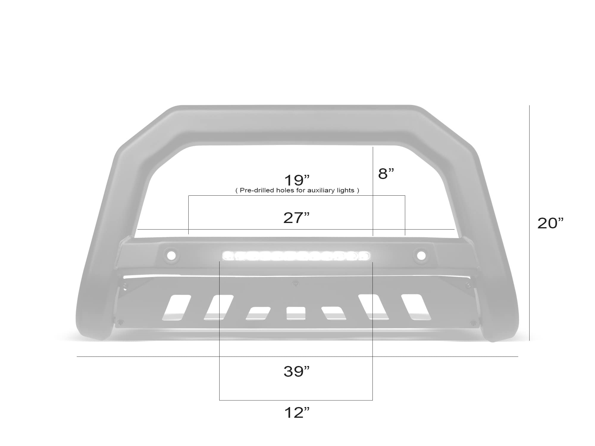 AR-T Series Armordillo 8705483 LED Bull Bar Compatible with Parking Sensor - Matte Black Fits 2019-2024 Dodge Ram 1500