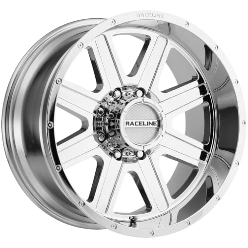 Chrome Raceline Wheels 940C HOSTAGE Wheel 20X9"5X150 Bolt Pattern +12mm Offset/(5.5"B/S) 8 Spoke Aluminum Passenger Car Wheels, Full Size Replacement Chrome Car Rims