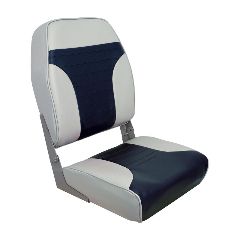 High Back Springfield Marine 1040661 Folding Chair - Gray/Blue