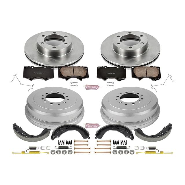 Power Stop Autospecialty KOE15214DK Front and Rear Replacement Brake Kit-OE Brake Drums & Ceramic Brake Pads For Toyota Tundra 2003-2006 [Model Specific]