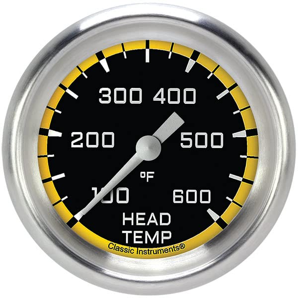 AX397YAPF Classic Instruments AutoCross Yellow 2-5/8" Cylinder Head Temperature Gauge
