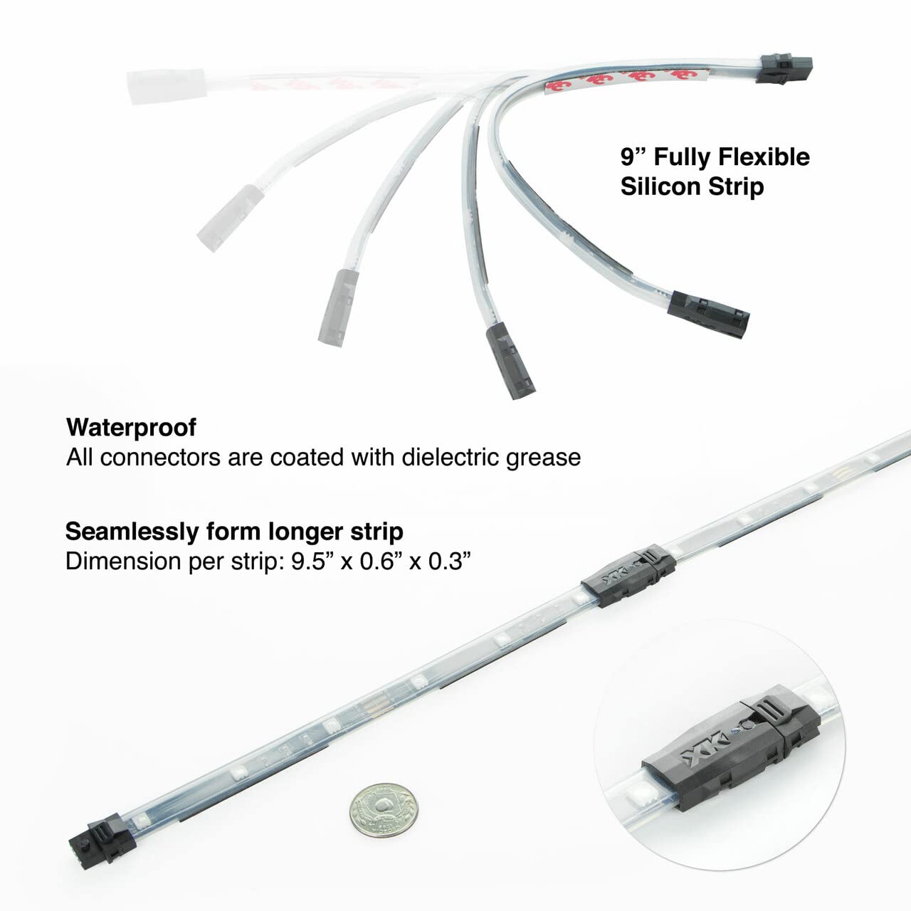 XKGLOW XKchrome Boat 4x36 + 4x9 Strip Advanced Kit with Dual-Mode Dash Mount Controller XK-Boat-STA-DM