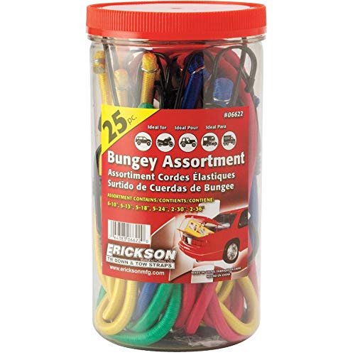 Assorted Bungee Cords - Sizes + Colours, 25 Pieces