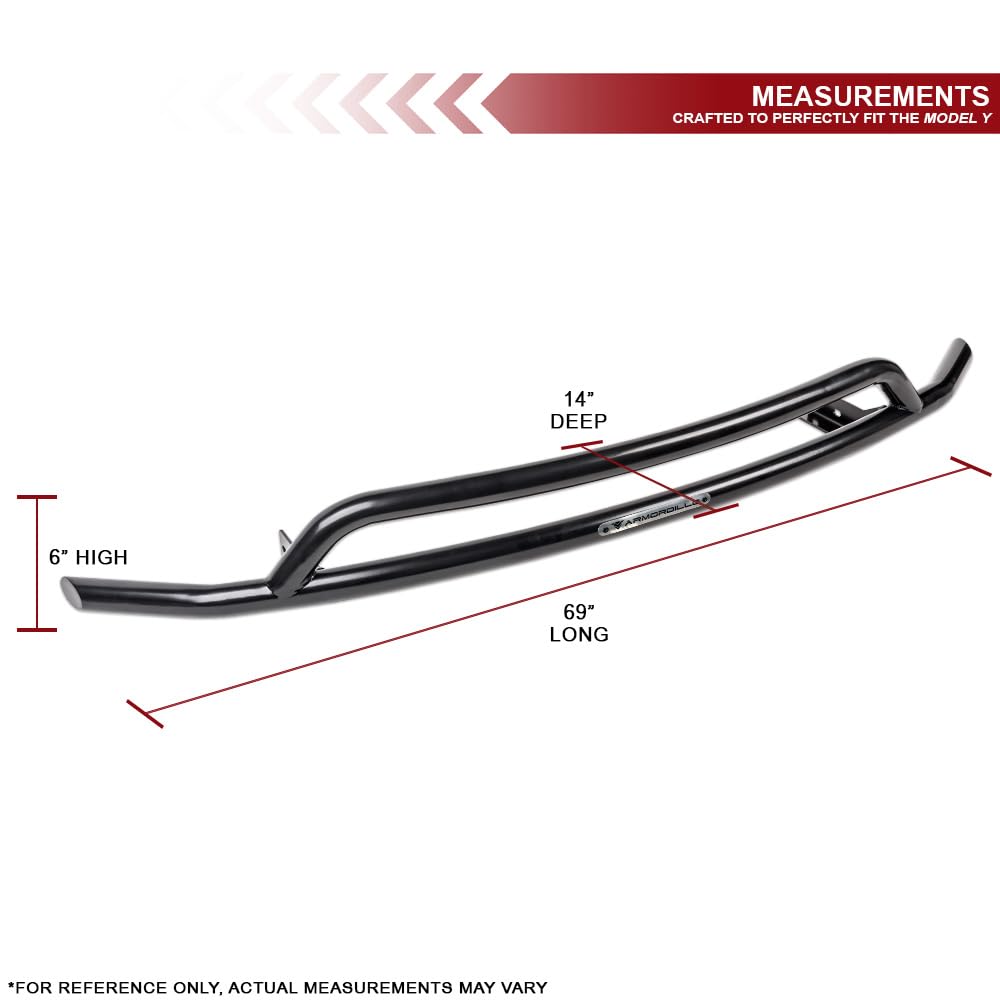 Front Bumper Guard Armordillo Aluminum|Compatible with 2020-2024 Tesla Model Y|8735503|Black|Bull Bar