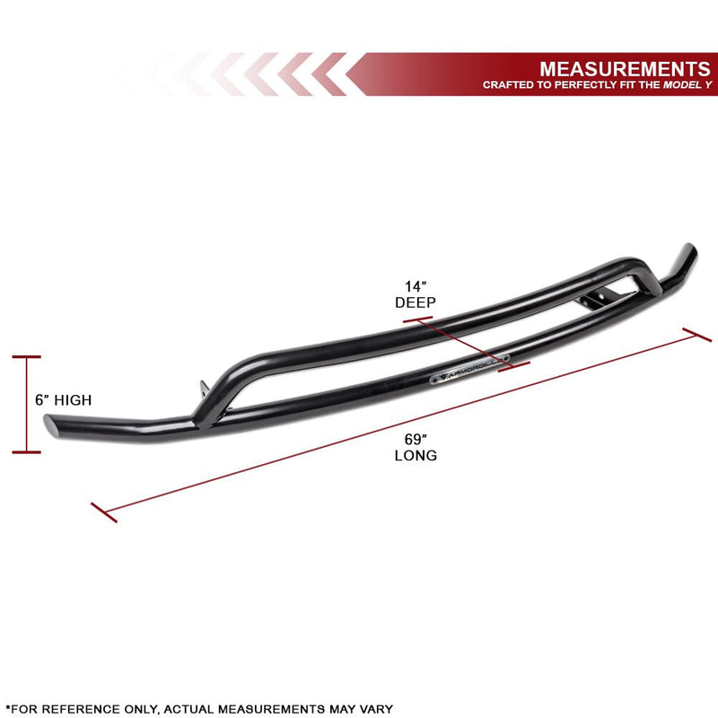 Front Bumper Guard Armordillo Aluminum|Compatible with 2020-2024 Tesla Model Y|8735503|Black|Bull Bar