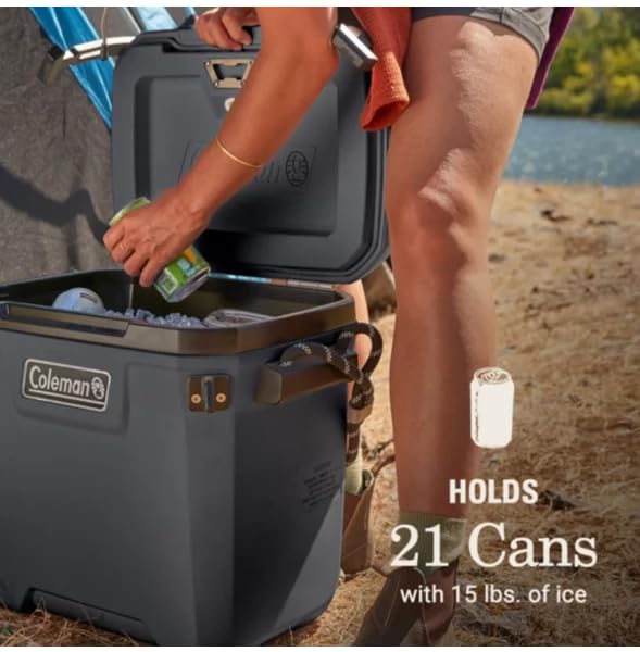 Coleman 28 Quart Convoy Series Lightweight Portable Cooler with Nonslip Grip Reflective Rope Handles for Long Haul Outdoor Adventures, Dark Storm