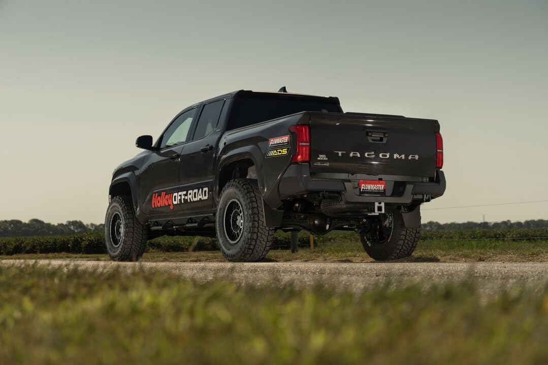 Outlaw Extreme Flowmaster 818177 Cat-Back Exhaust Kit 3 Inch 409 Stainless Steel Black Single Dump Style Turndown High Clearance Compatible with 2024 Toyota Tacoma 2.4L