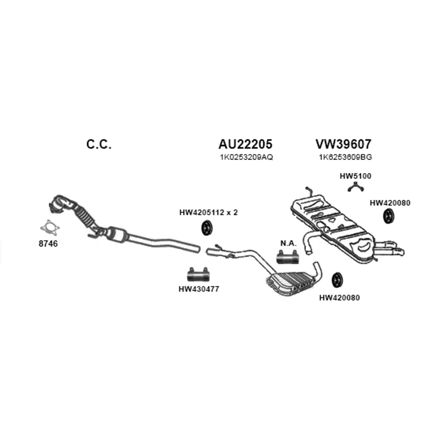 Exhaust System New Hanger for Jetta GTI Rabbit Eos A3