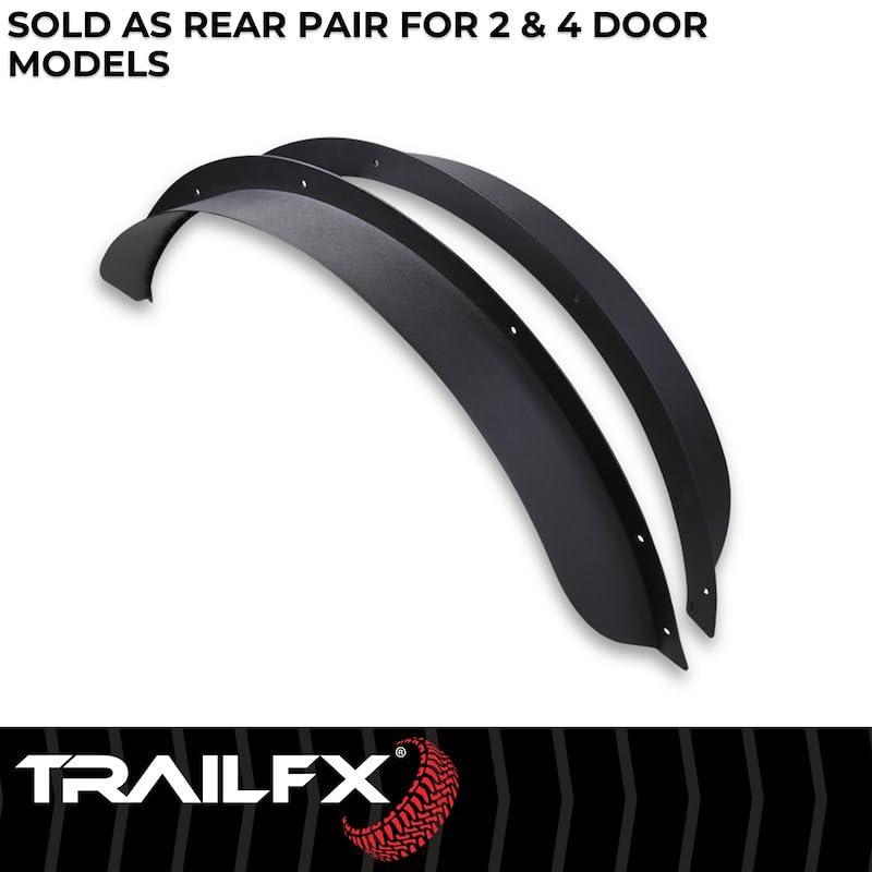 Fender Flares Trailfx for Ford Bronco 4 Door 2021-2025 Bolt-On 4.5 Inch Tire Coverage Matte Black Powder Coated Steel Set of 2 Flat Style BR006T