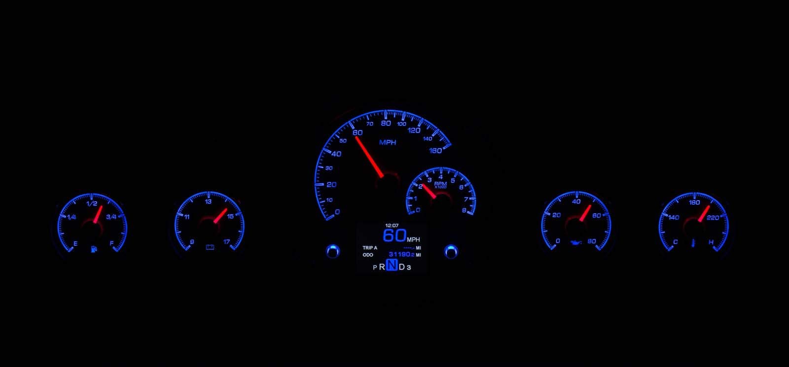 Dakota Digital 59 Chevy Impala 60 El Camino Custom Gauges Silver Alloy HDX-59C-IMP-S