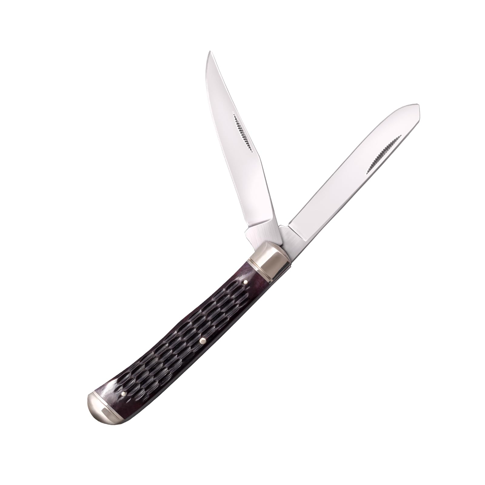 Cold Steel Trapper Folding Knife Versatile Practical Durable Reliable Compact Pocket - 2 Blades; Jigged Bone Handle; Slip Joint Lock
