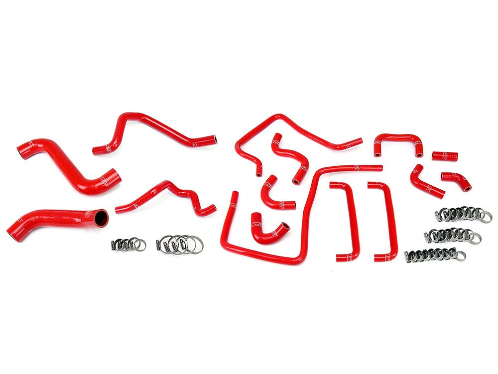 Red HPS Silicone Radiator Heater Ancillary Hoses 15pcs Complete Kit Coolant 57-1815-RED