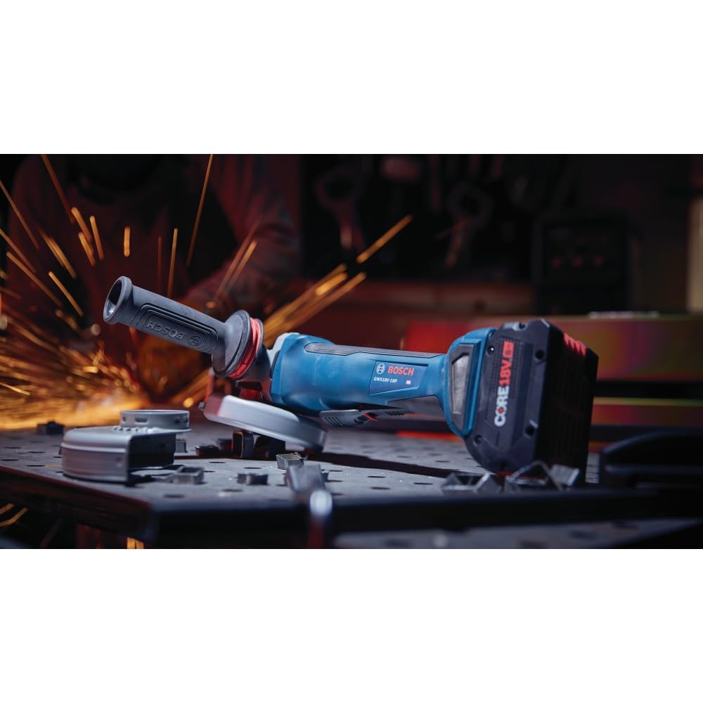 Bosch GWS18V-10PB14 18V Brushless Angle Grinder Kit 4-1/2 – 5 In. with No Lock-On Paddle Switch and (1) CORE18V® 8 Ah High Power Battery