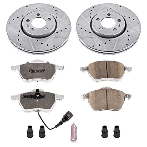Power Stop K898-26 Z26 Carbon Fiber Brake Pads with Drilled & Slotted Brake Rotors Kit Front