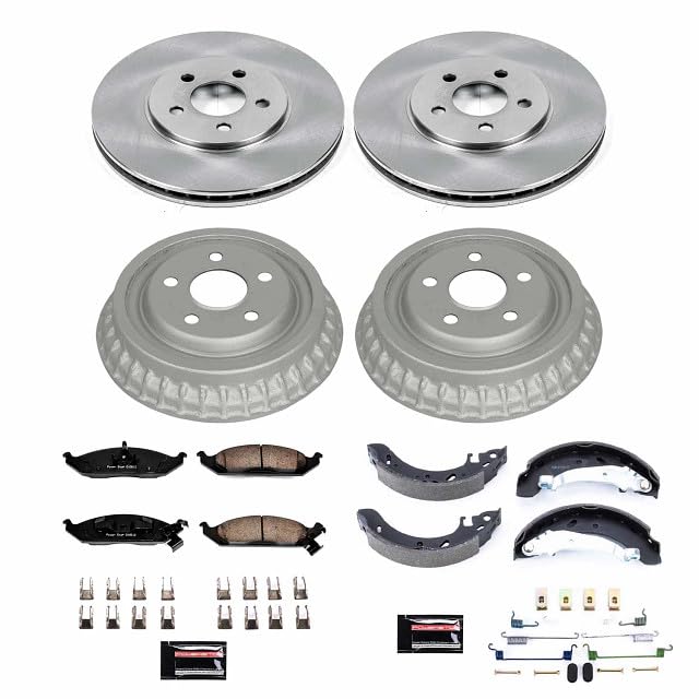 Power Stop Autospecialty KOE15160DK Front and Rear Replacement Brake Kit-OE Brake Drums & Ceramic Brake Pads For Chrysler Cirrus, Dodge Stratus, Plymouth Breeze [Model Specific]