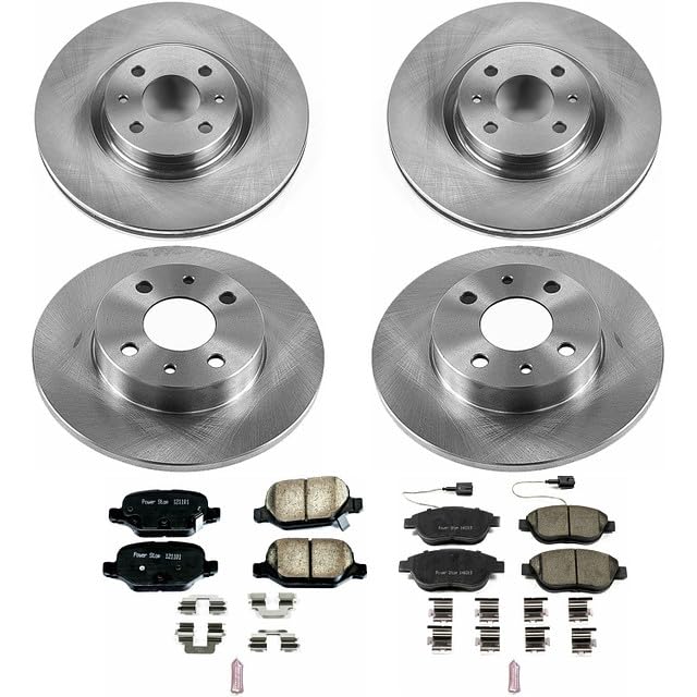 Power Stop KOE6427 Replacement Brake Kit-OE Front and Rear Brake Rotors & Ceramic Pads For Fiat 500 2012-2019 [Model Specific]
