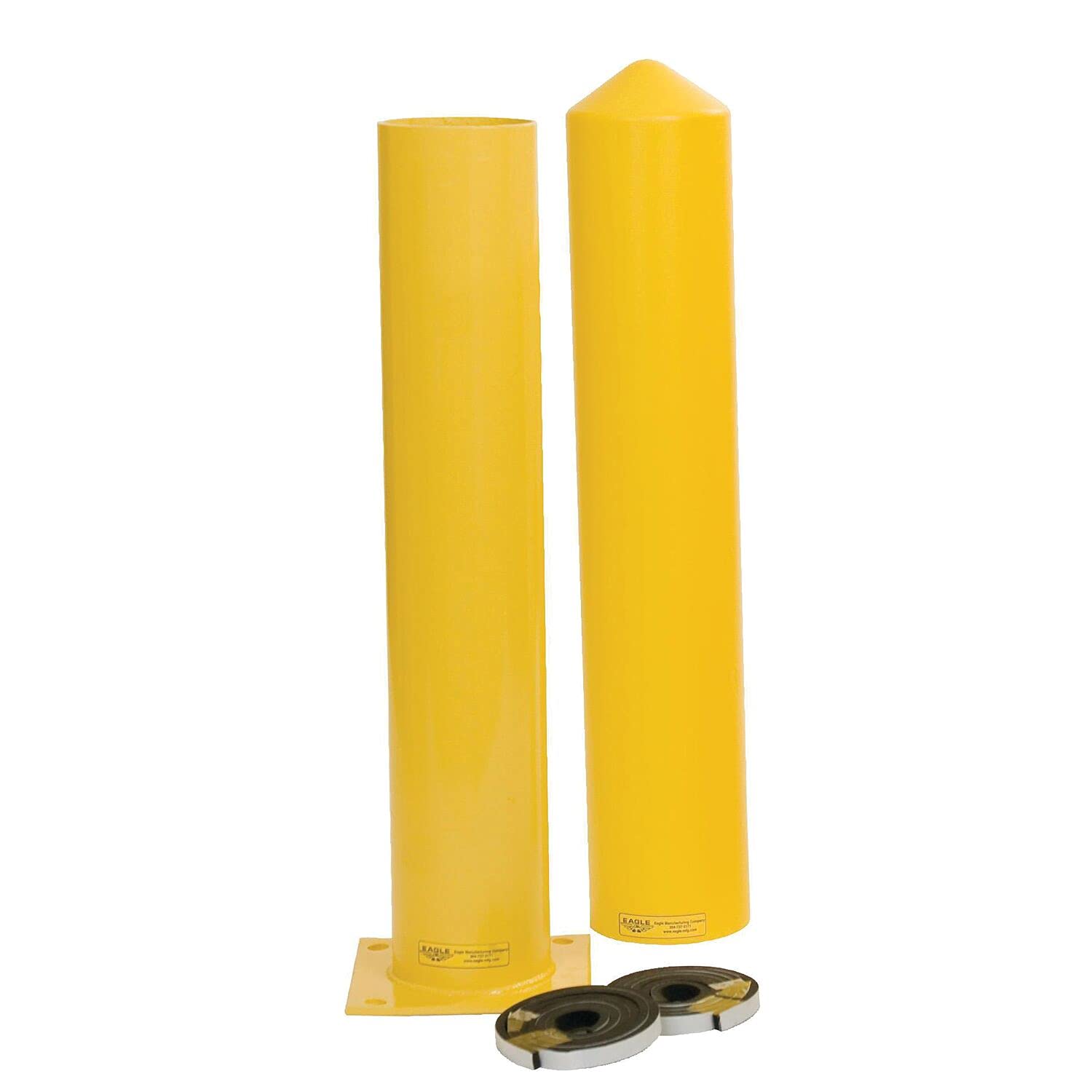 Eagle Steel Bollard Post and 1743PS Poly Sleeve Combos with Kit, 4" Size, 4-1/2" Diameter x 36" Height