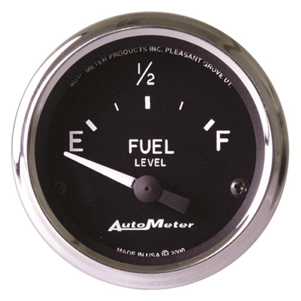 Cobra Autometer Fuel Level Gauge, 16-158 ohm, Electric, Analog, Short Sweep, 2-1/16 in Diameter, Black Face, Each