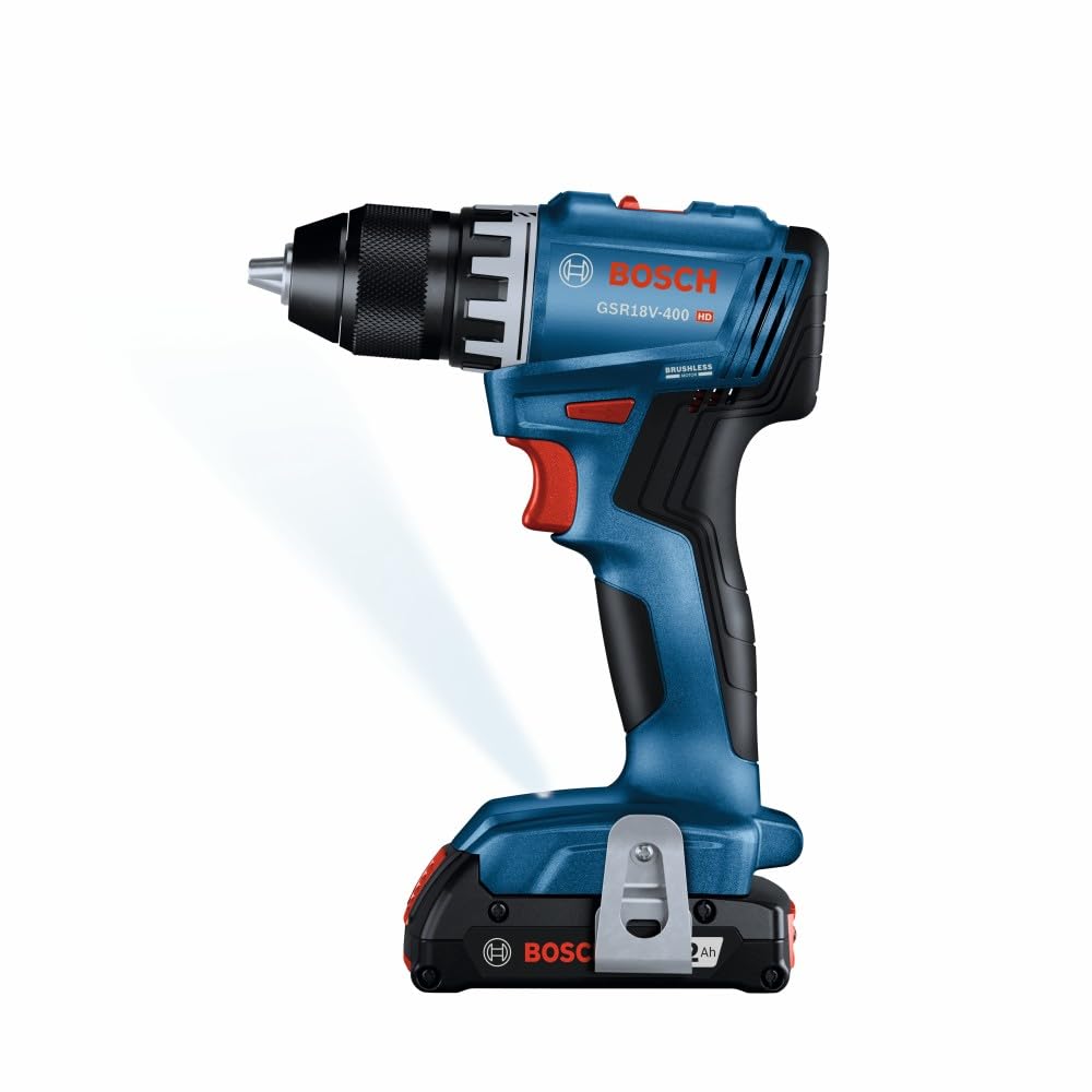 GSR18V-400B12 Bosch 18V Compact Brushless 1/2 In. Drill/Driver Kit with (1) 2 Ah Standard Battery