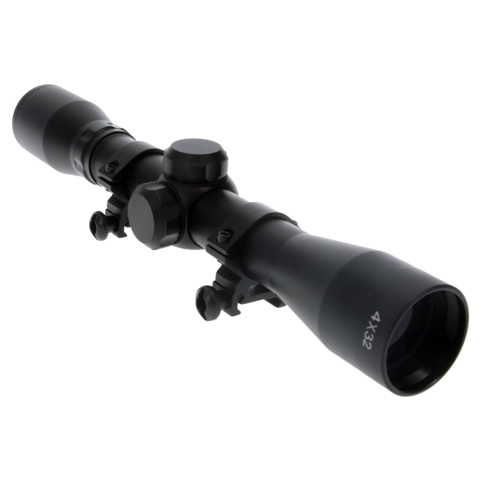 BUCKLINE TRUGLO Tactical Hunting Shooting Durable Waterproof Fogproof 1" Aluminum Tube Riflescope with Weaver-Style Mount Rings & Elastic Lens Covers Included, 4 x 32mm, Duplex Reticle