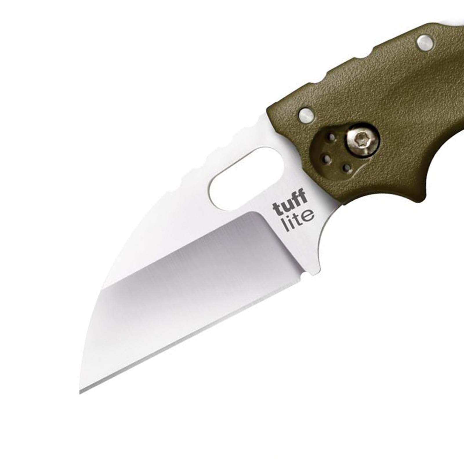 Tuff Lite Cold Steel 2.5" AUS8A Sheepsfoot Razor-Sharp Plain Blade 3.5" Griv-Ex OD Green Handle Pocket Folding Knife, Boxed