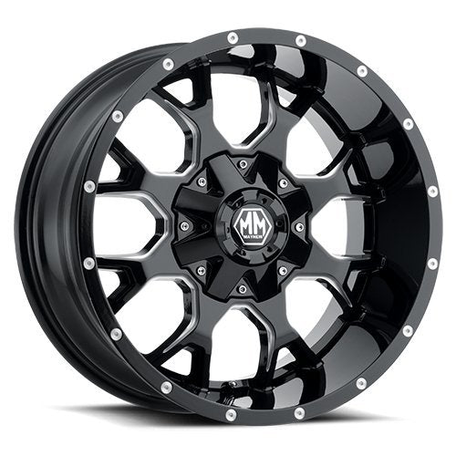 Black/Milled Spokes Mayhem Warrior 8015 Wheel (20 x 9. inches /6 x 5 inches, 0 mm Offset)