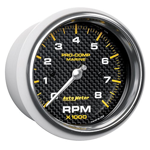 Tachometer, AutoMeter Gauge, 3 3/8", 8K RPM, Marine Carbon Fiber (200779-40)