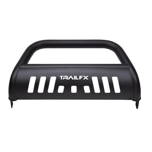 Bull Bar Trailfx B0046T, 3 Inch Diameter, Powder Coated, Titanium Black, with Skid Plate/Holes for Optional Lighting, 6-1/2 Inch Max Light/ 20 Inch Max Light Bar, Fits 2024-2025 Toyota Land Cruiser
