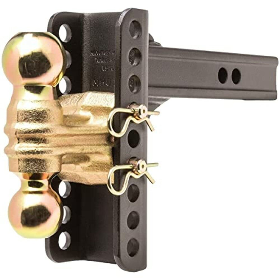Trailer Hitch Ball Mount Husky Towing 33104 Class III/IV - Fits 2 Inch Receiver, Dual Hitch Ball 2” & 2-5/16”, 6” Drop / 5-1/4” Rise, 12” Solid Steel Shank, 14,000 lbs GTW, Black Powder Coated