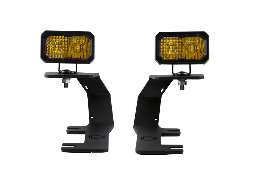 Diode Dynamics Backlit Stage Series Ditch Light Kit compatible with GMC Sierra 1500 2014-2019, C2 1.0 Sport Yellow Combo