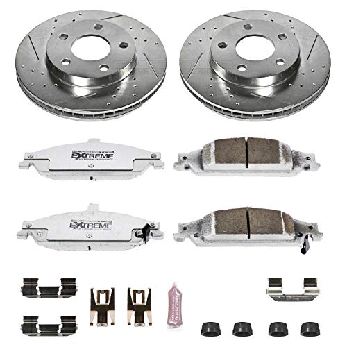 Power Stop K1551-26 Z26 Carbon Fiber Brake Pads Front with Drilled & Slotted Brake Rotors Kit For Chevy Classic, Chevy Malibu, Oldsmobile Alero, Oldsmobile Cutlass, Pontiac Grand Am [Model Specific]