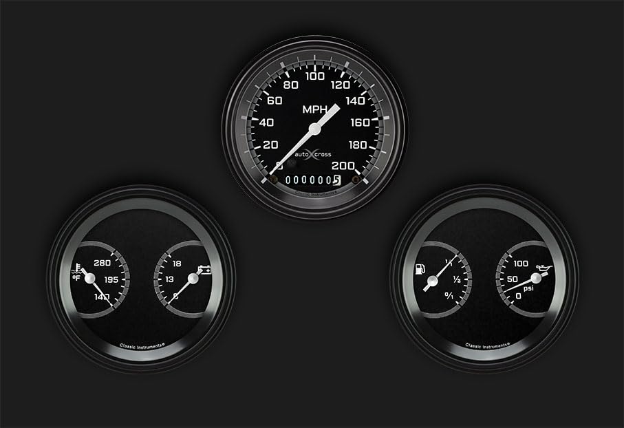 AX04GBLF Classic Instruments Autocross Gray 3 3/8" Speedo/2 Dual Gauges - GM