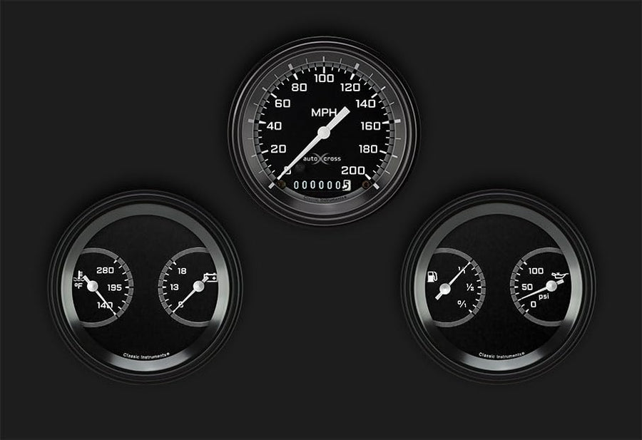 AX04GBLF Classic Instruments Autocross Gray 3 3/8" Speedo/2 Dual Gauges - GM