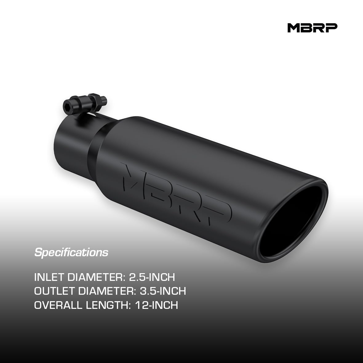 MBRP 3in O.D. Universal Tip Angled Rolled End 2 inlet 12 length - Black Finish