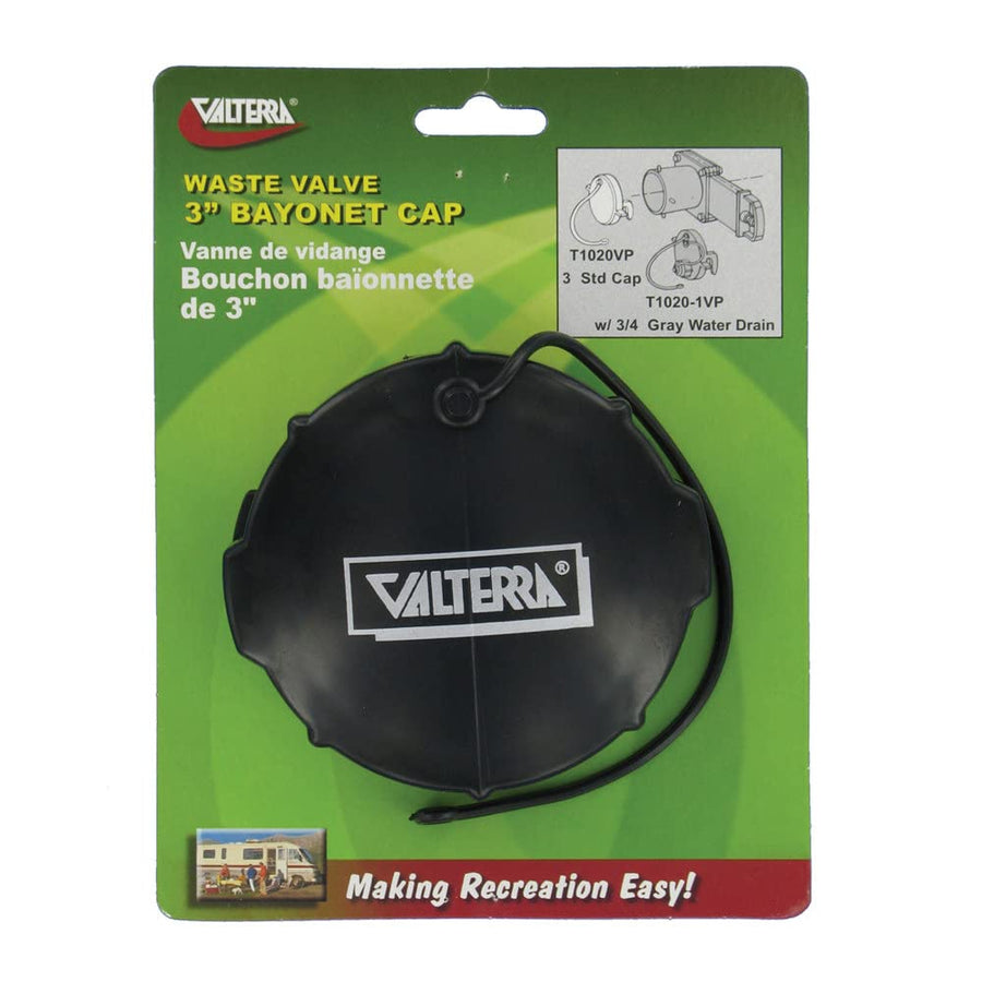 Waste Valve Cap Valterra T1020VP - 3" Bayonet, Black