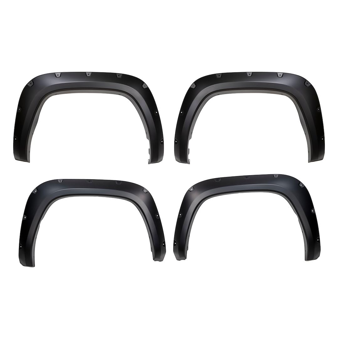 TrailFX Pocket Fender Flares TFT3004S Fits 2022-2025 Toyota Tundra Smooth Black Paintable 1.75" Front & Rear Flares, 4.5" Flare Height, Set of 4 with Stainless & Black Rivets TrailFX TFT3004S