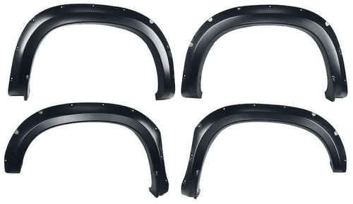 TrailFX Pocket Style TFC3005S Fender Flares for Chevrolet Silverado 1500 2019-2025 Black Smooth Paintable Polypropylene Set of 4 with Stainless and Black Steel Rivets