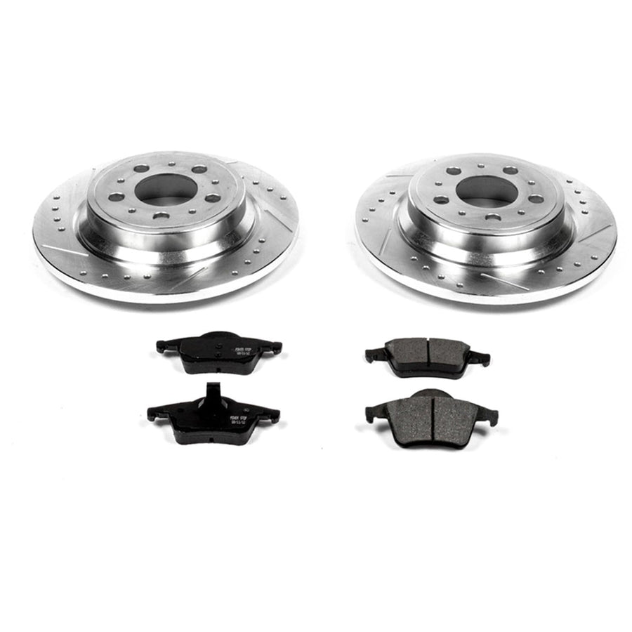 Power Stop K5196 Brake Pads Rear Z23 Carbon Fiber with Drilled & Slotted Brake Rotors Kit
