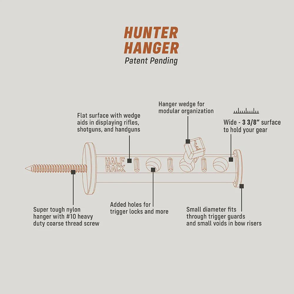 Hunter Gear Hanger Half Rack (2PK) - Hanging Guns, Bows, Boots and More - Made in The USA, Black
