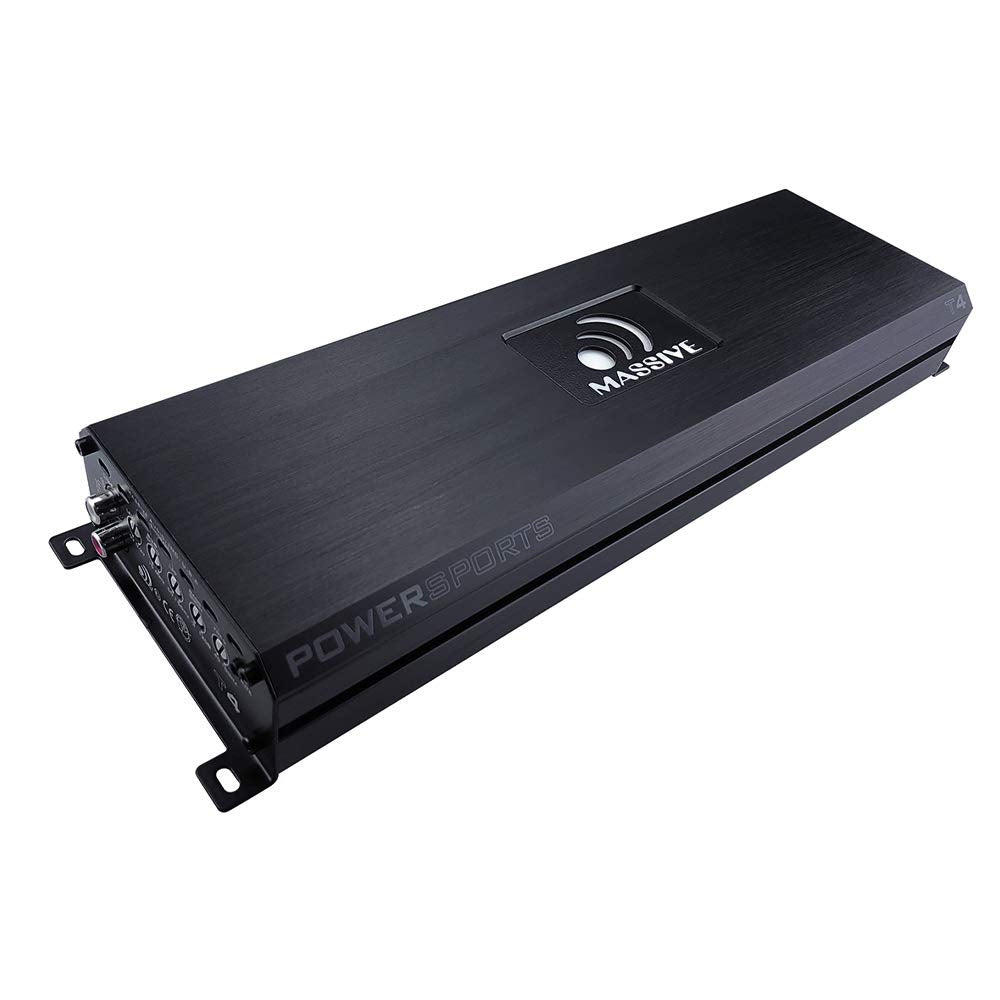Massive Audio T4 1-Ohm Mono Block Marine Amplifier | 2000W RMS Waterproof Amp, Compact Class D Power for Boats, UTV, ATV & Outdoor Audio Systems