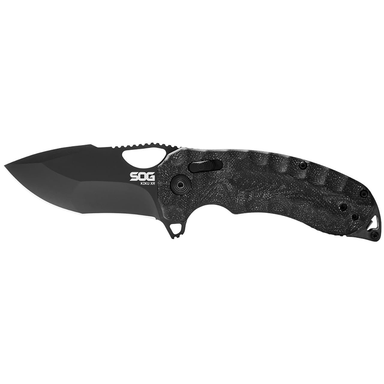 SOG Quick-Opening Kiku Ambidextrous Pocket Folding Knife with Linen Micarta Handle | CTS XHP Steel, XR Lock, Blackout