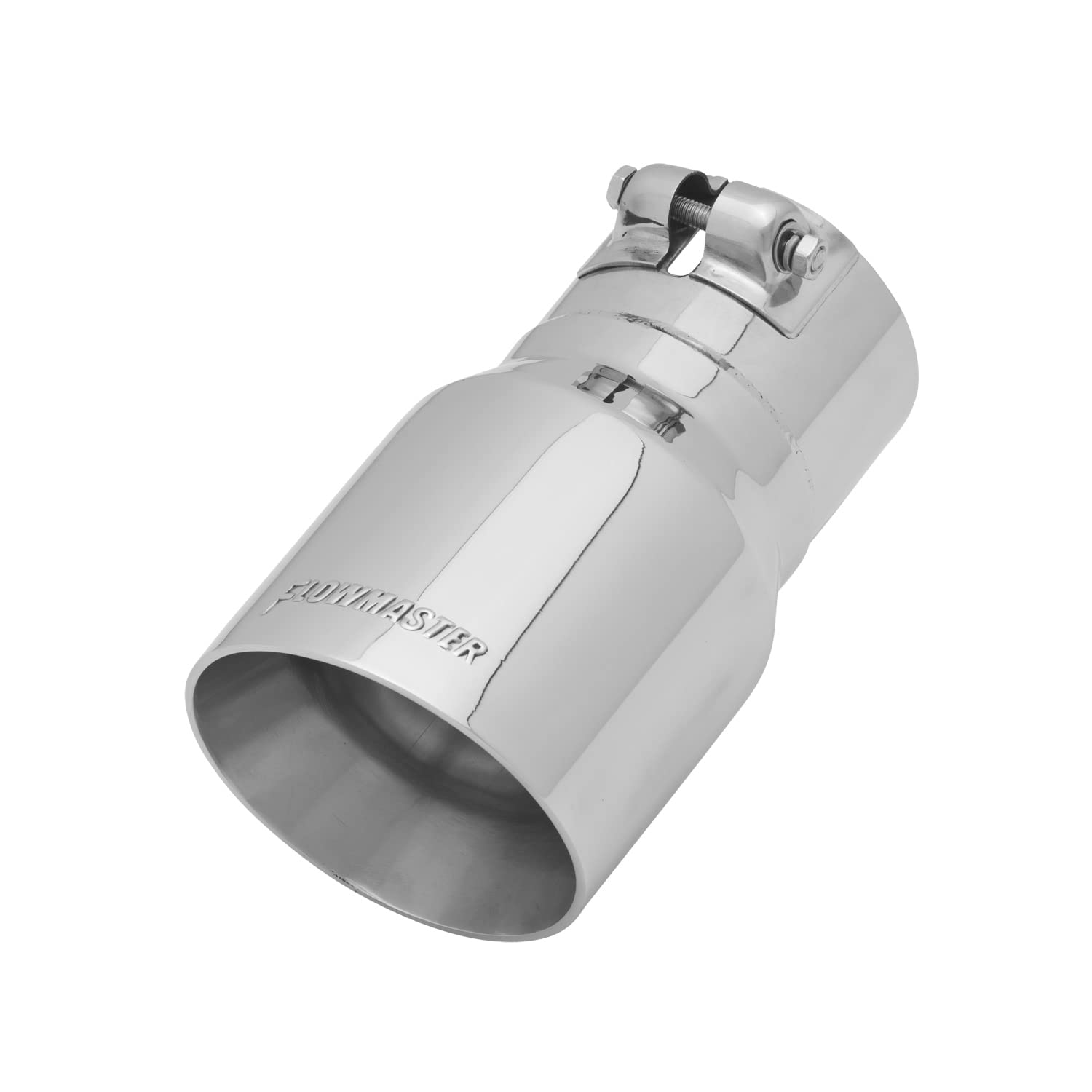 Flowmaster Exhaust Tip 15377 4 Inch Angle Cut Polished 304 Stainless Steel Fits 3 Inch Tubing Clamp On