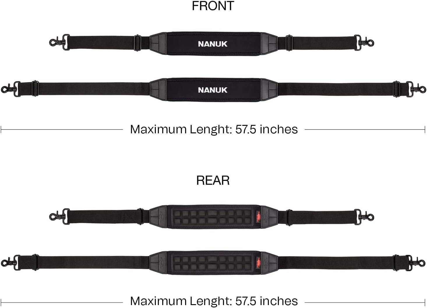 NANUK Shoulder Strap Adjustable, 57.5" – Heavy-Duty, Padded with Non-Slip AirCell Cushioning – Black