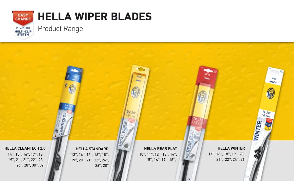 Hella 12 Inch OE Quality All Seasons Streak-Free Rubber Rear Wiper Blade fits select Domestic, Asian and European vehicles / 9XW398114012T