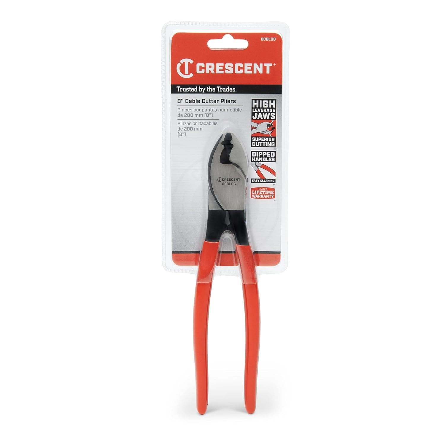 Crescent Cable Cutter, Pliers Dipped Handle - Premium Cutting Pliers with Sheer-Cut Blades & Ergonomic Grip - Professional-Grade Hand Tool - 8" - 8CBLDG